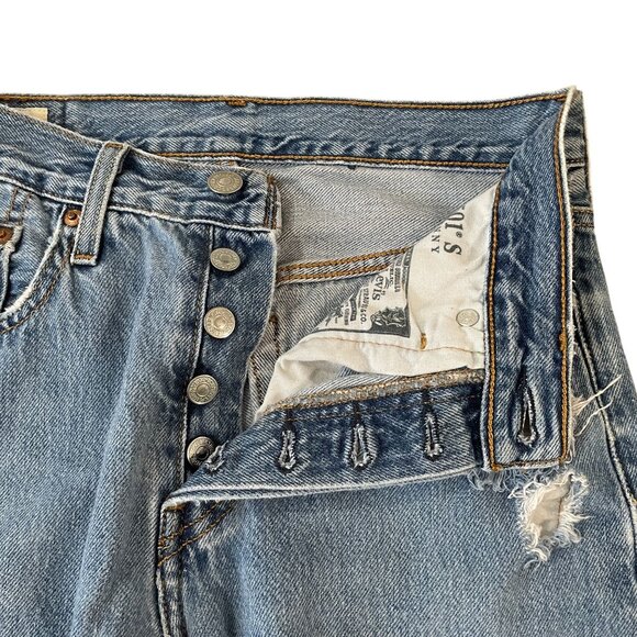 Levi's 501 S Premium Skinny Jeans Women's Size 25x28 Button Fly Distressed Big E - Picture 2 of 6